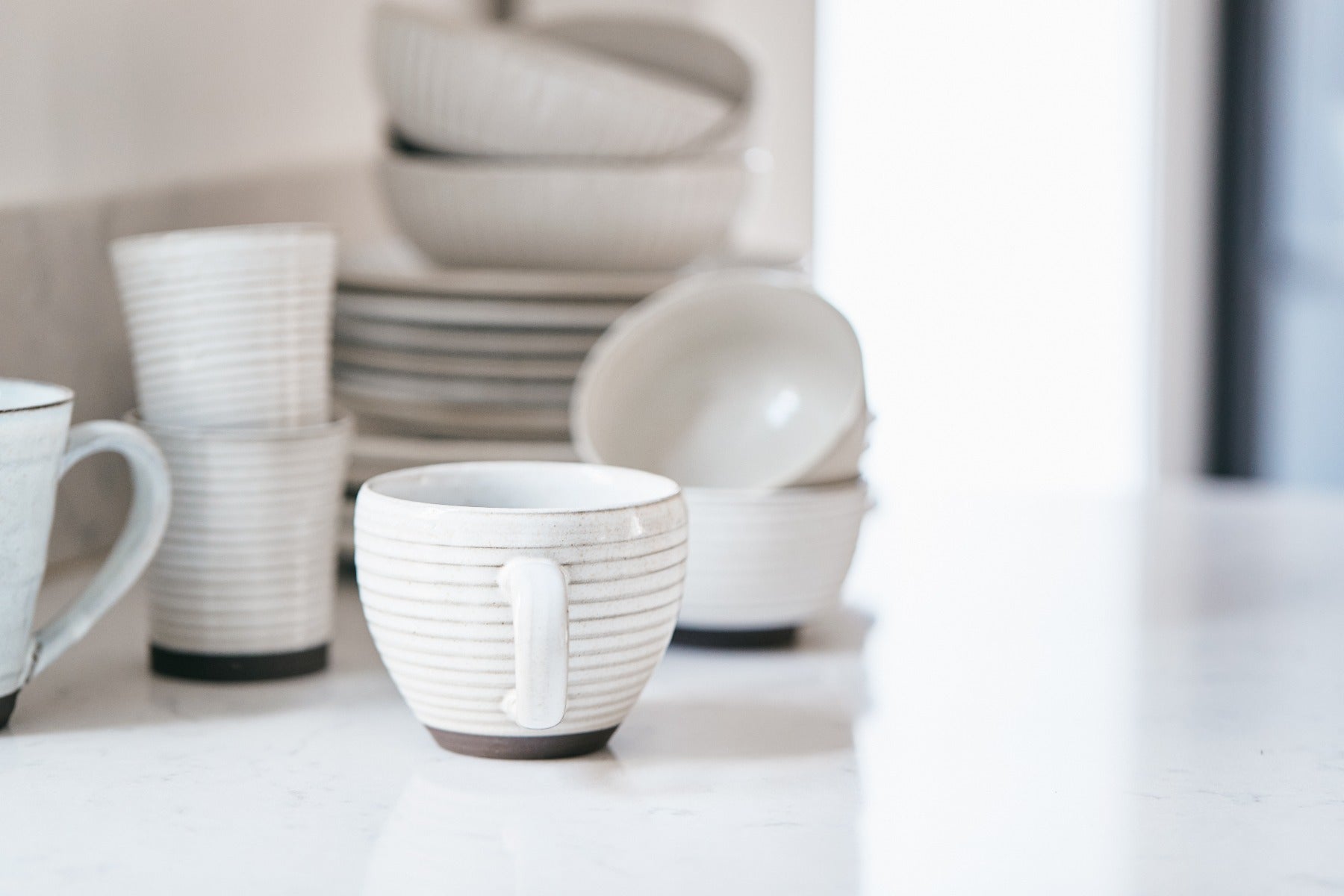 Bahne Interior Birch kop med hank, hvid - H8 cm. - Bahne